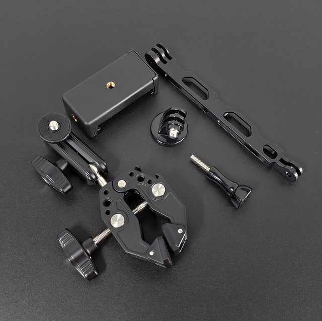 Aluminium-Superklemme mit Doppelkugelkopf und magischem Arm in Schwarz für GoPro Hero 13 und Hero 12 mit 1/4 Zoll-20 Gewinde - Bild 1