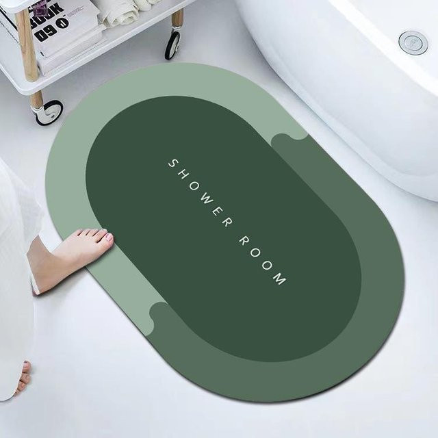 Saugfähige Kieselalgen-Schlammmatte für das Badezimmer, rutschfeste und schnell trocknende Toilettenmatte, Farbe: Grün, B/T: 60 x 40 cm, Höhe: 2,5 mm - Bild 1