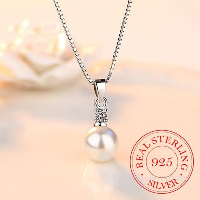 YIRAN Jewelry Halskette 925 Silber, Kristall, Zirkonia, Perle, Damen, 45cm - Bild 1