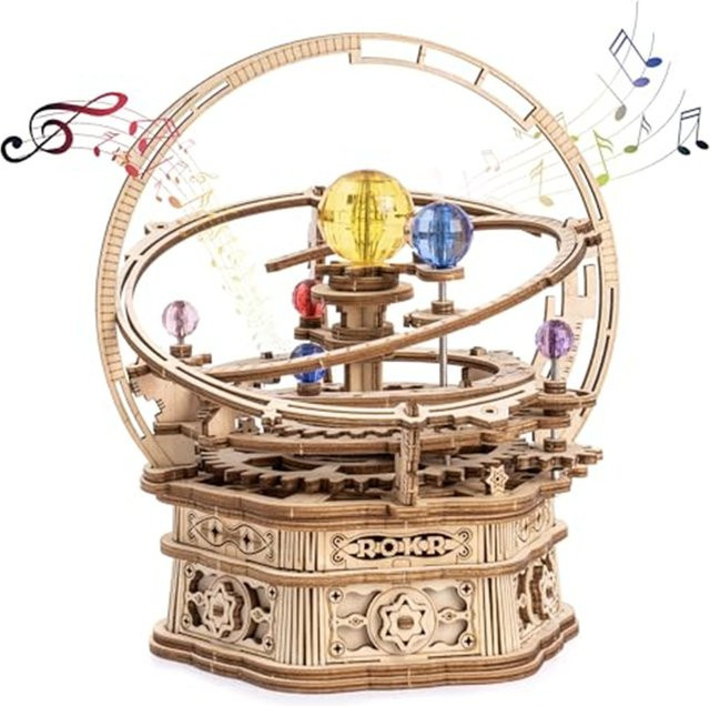 Robotime Rotierende Sternennacht Mechanische Spieluhr, 3D Holzpuzzle Bausatz, Modellbau-Set - Bild 1