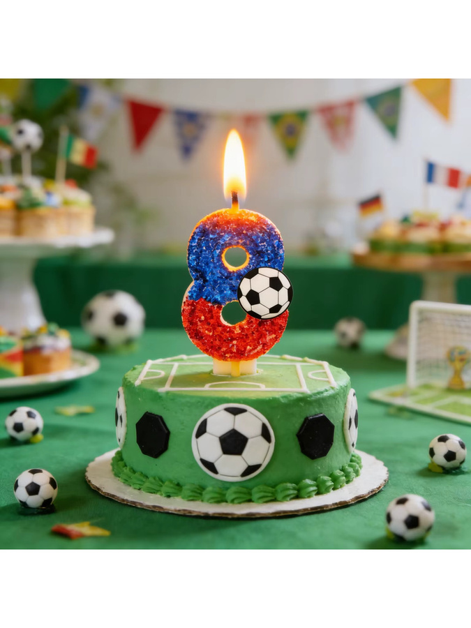 Potdemiel Zahlen-Geburtstagskerzen 0-9 im Fußball-Stil aus Wachs für deine Partydekoration - Bild 3