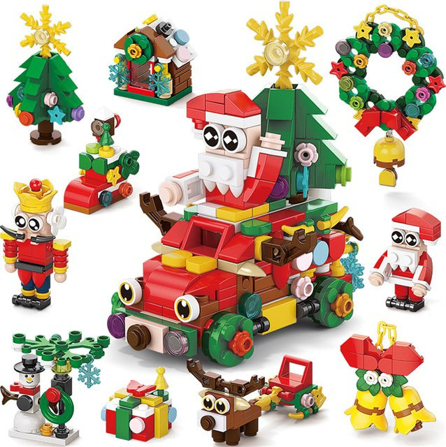 DBPALY Weihnachts Baustein Set mit Lebkuchenhaus, Santa Claus und Zug in Mehrfarbig - Bild 1