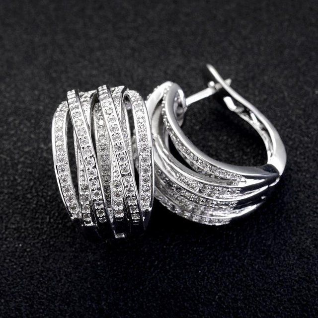 YIRAN Jewelry Creolen, Kreuz, Silber, Zirkonia, Kristall, Damen - Bild 1