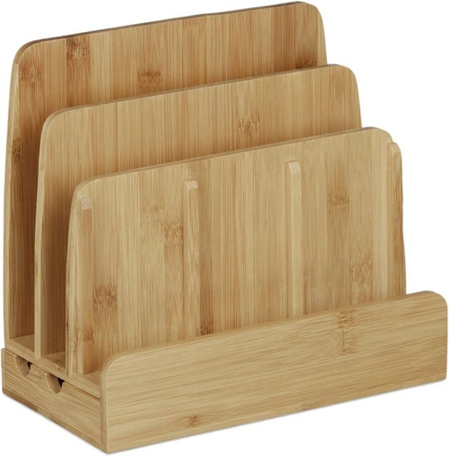 Relaxdays Ladestation aus Bambus für 5 Geräte in Braun, B/T/H: 25,5 x 23 x 13,5 cm - Bild 1