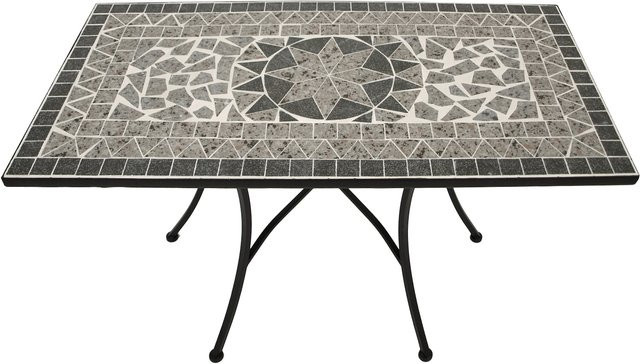 DEGAMO Wandtisch SIENA rechteckig aus Eisen und Mosaik Keramik in Grau, B/T: 90 x 45 cm - Bild 1