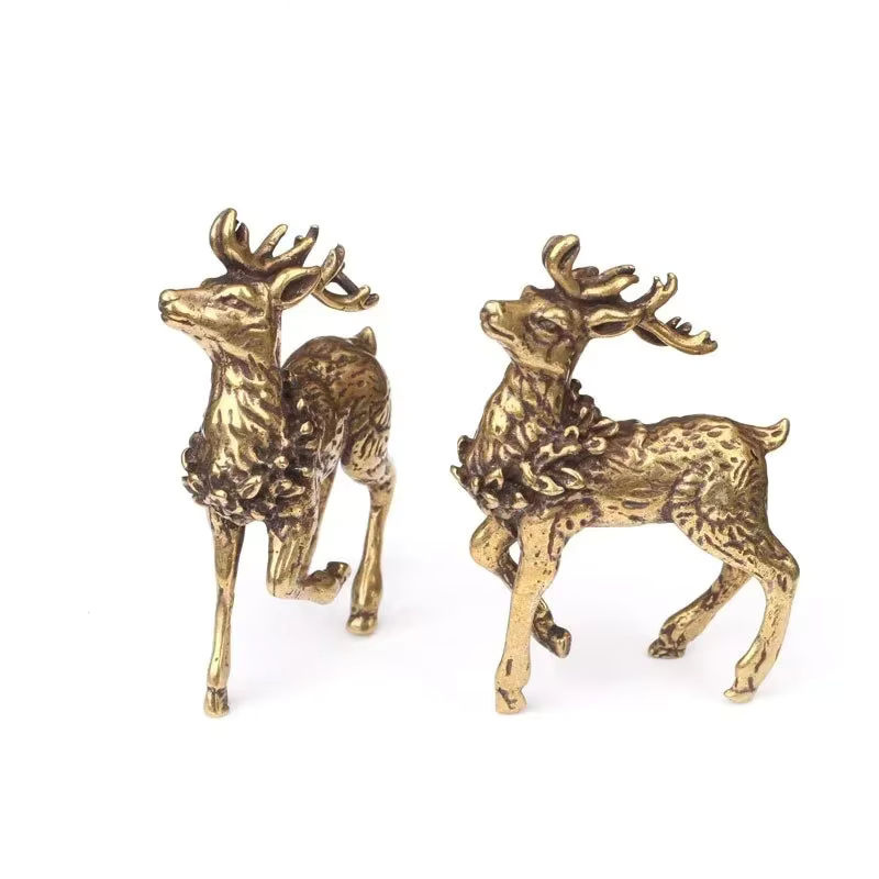 2er-Set Vintage Hirsch Ornamente aus Messing und Kupfer in Gold für deine Wohnkultur - Bild 5