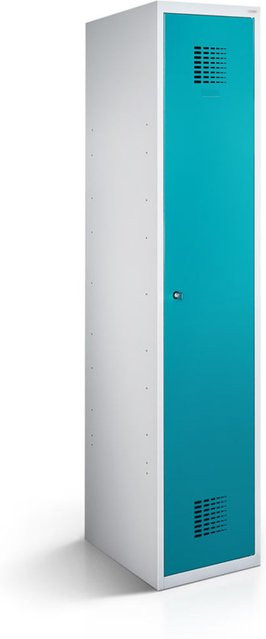 rotstahl Kleiderspind mit 1 Tür in Türkis und lichtgrauem Korpus, B/T/H: 40 x 50 x 180 cm - Bild 1