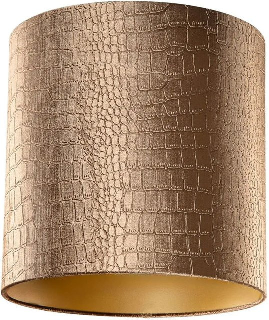 QAZQA Samtlampenschirm Krokodil Design in Gold/Messing und Bronze mit goldener Innenseite, B/T/H: 40 x 40 x 40 cm - Bild 1