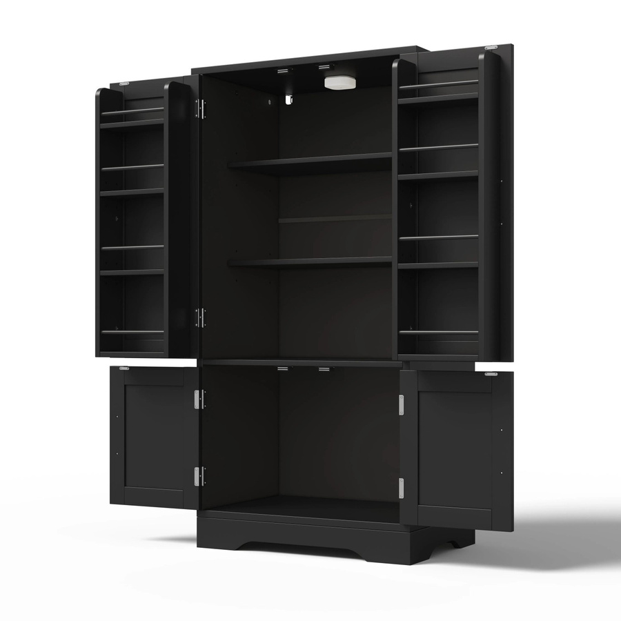 okwish Küchenschrank mit LED Sensorlicht und verstellbaren Regalböden, Schwarz, Höhe: 120 cm, Breite: 60 cm, Tiefe: 40 cm - Bild 2