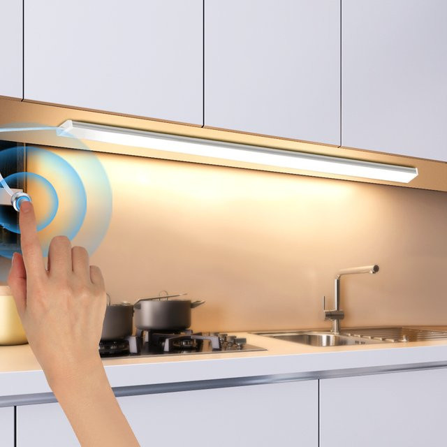 Lcamaw LED-Lichtleiste aus Aluminium in Weiß, stufenlos dimmbar mit Touch-Schalter und Sensor, 12 V, ideal als Schrankbeleuchtung oder TV-Hintergrundbeleuchtung - Bild 1