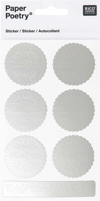 Rico Design Paper Poetry Sticker Thank you in Silber - Bild 1