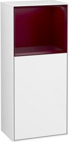 V&B Finion Seitenschrank mit LED-Wandbeleuchtung und offenen Regalfächern, Weiß lackiert, B: 41,8 cm, H: 93,6 cm - Bild 1