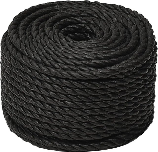 vidaXL Arbeitsseil aus Polypropylen in Schwarz, Durchmesser: 16 mm, Länge: 100 m - Bild 1