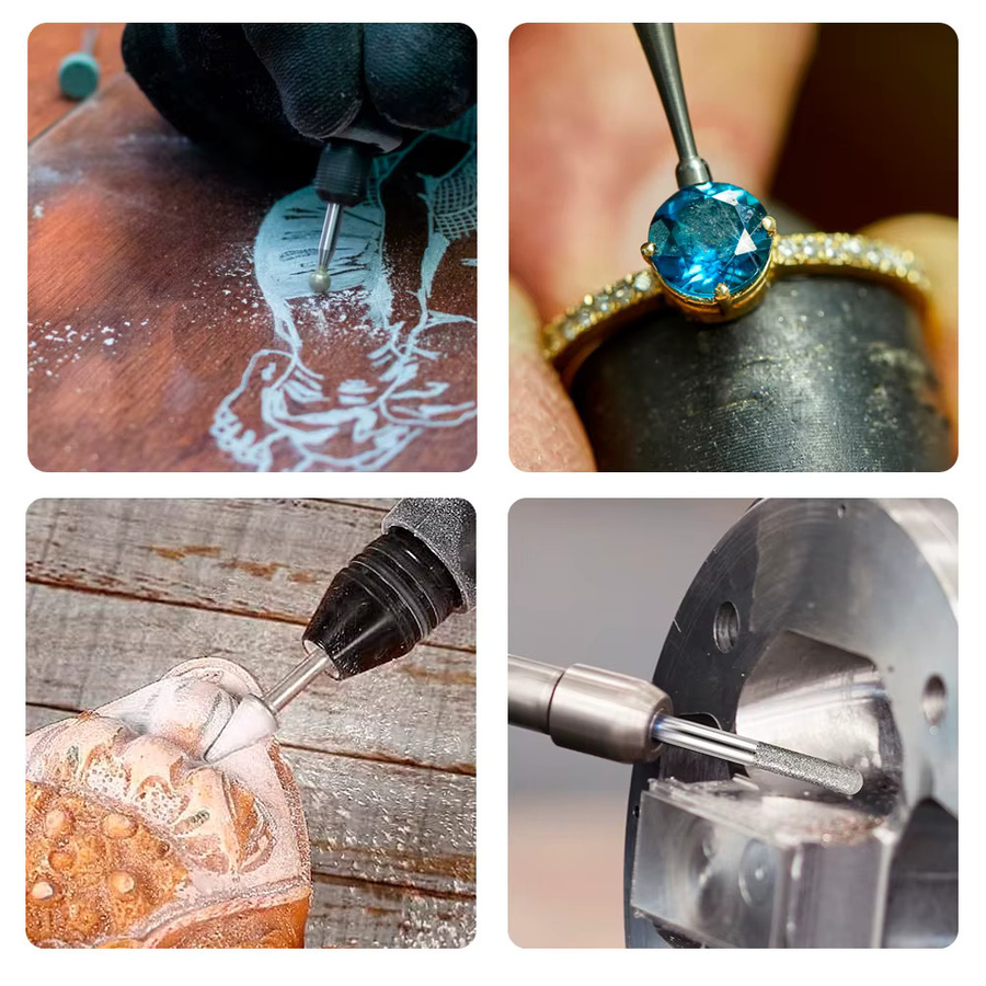 CMCP 50 Stück Diamant-Schleifaufsätze mit 3,175 mm Schaft für Dremel-Rotationswerkzeuge zum Polieren und Schleifen von Schmuck und Glas - Bild 4