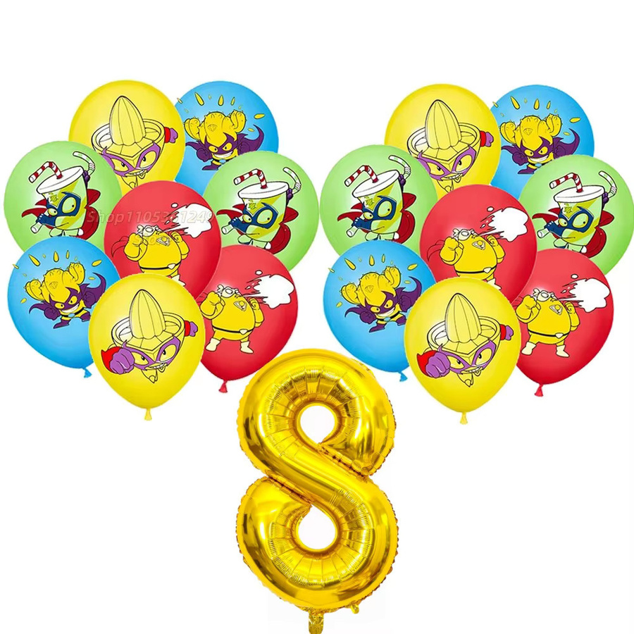 Hasbro Superthings Superzings Geburtstagsparty-Dekoration Set mit Zahlenballons und Tortendekoration in Mehrfarbig - Bild 1