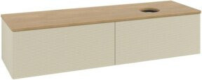 V&B Waschtischunterschrank Antao mit Frontstruktur und Beleuchtung in Eiche Honig braun beige lackiert, B: 160 cm, T: 50 cm - Bild 1