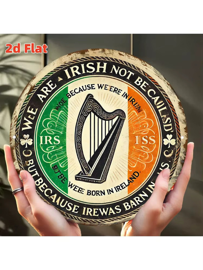 CIFBUY Irish Harp Metallschild Vintage Keltische Wanddekoration aus Blech, Rund, Mehrfarbig, Durchmesser: 20 cm - Bild 6