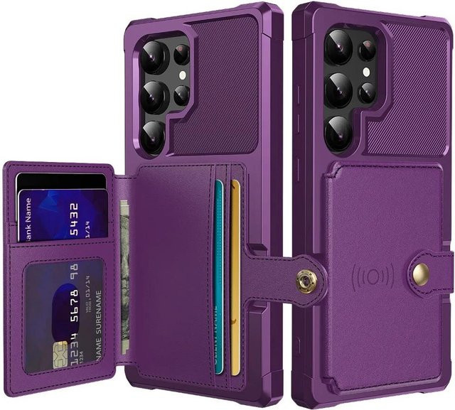 Kartenetui für Samsung Galaxy S25 S24 S23 FE S23 Plus S22 S21 Ultra A55 A35 A15 A54 A34 A53 A52S A52 A14 A05S A05 A24 A16 in Purple - Bild 1
