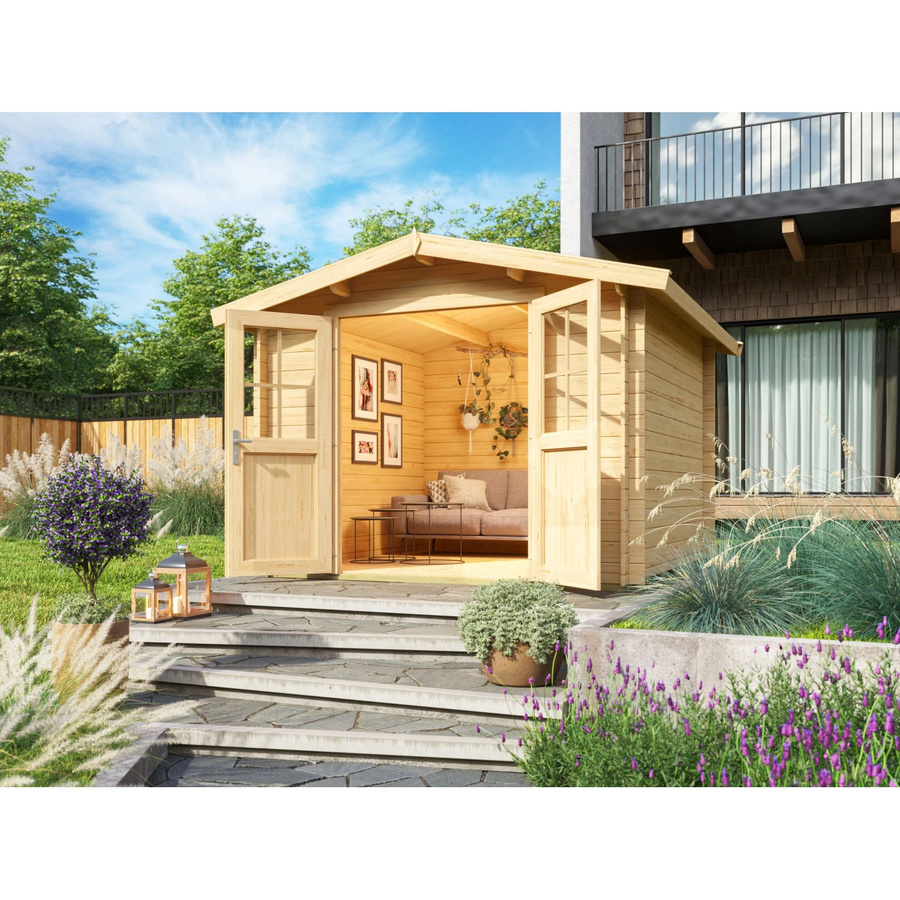 Fjordholz Gartenhaus Eliza 3D Satteldach aus Holz in Beige unbehandelt - Bild 2