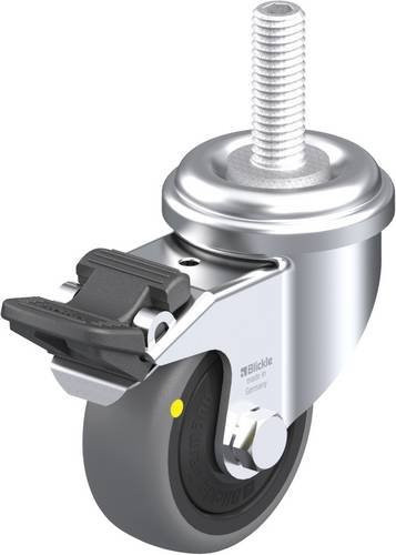 Blickle LRA-TPA 50KF-FI-ELS-GS10 Lenkrolle mit Feststeller in Schwarz, Grau und Silber, Rad-Durchmesser: 50 mm, Tragfähigkeit: 30 kg - Bild 1