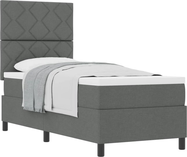 vidaXL Boxspringbett mit Matratze Dunkelgrau B/T/H: 80 x 200 x 140 cm - Bild 1