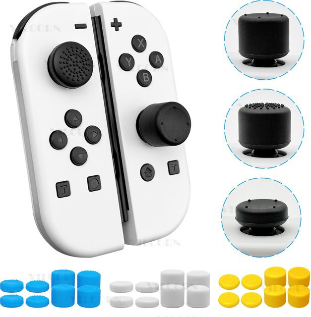 VILCORN Silikon-Joystick-Griffe in Schwarz für Nintendo Switch JoyCon, Switch OLED und Switch Lite – Erhöhte Thumbstick-Kappen für präzises Gaming - Bild 1