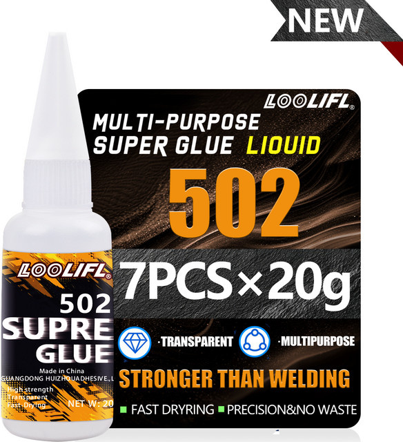 LOOLIFL1 7 Stück Schnelltrocknender 502 Superkleber Cyanacrylat-Flüssigkleber für Leder, Gummi, Holz und Metall - Bild 1