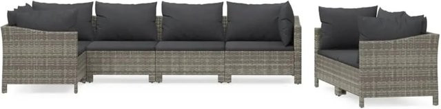 vidaXL 7-tlg. Garten-Lounge-Set in U-Form aus grauem PE-Rattan mit Kissen und pulverbeschichtetem Stahlgestell - Bild 1