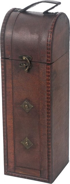 HMF Vintage Deko Geschenkbox aus Holz mit Deckel für eine Flasche Wein - Bild 1
