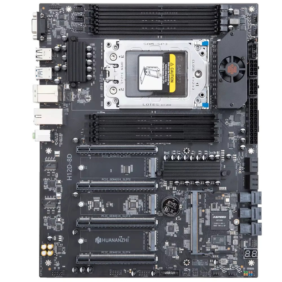 HUANANZHI H12D-8D Motherboard-Set EPYC Server-Kit mit AMD EPYC 7002 7003 Serie CPU, BMC IPMI, 8-Kanal-Speicher und Dual 2.5G Netzwerk, Schwarz - Bild 2