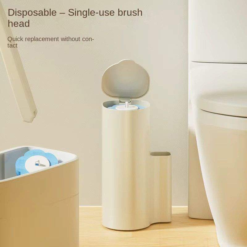 YITU Doppelfunktions-Toilettenbürstenset aus Kunststoff, wandmontiert oder stehend, inklusive antibakterieller Reinigungsflüssigkeit - Bild 3