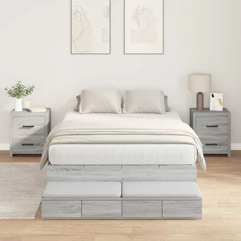 Vidaxl Funktionsbett mit Aufbewahrung aus Holzwerkstoff in Grau, Breite: 120 cm - Bild 1
