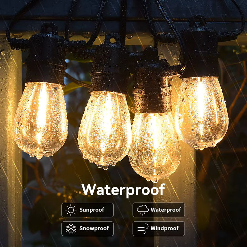 Burhui S14 Solar LED Lichterkette Retro im transparenten Design, wasserdichte Solar-Lichtergirlande für Garten und Außenbereich - Bild 3