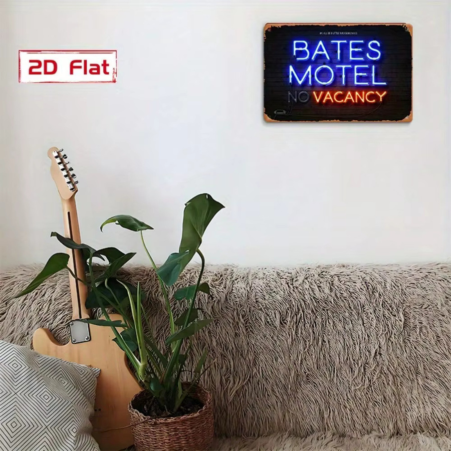 CIFBUY Metall-Wandkunst Bates Motel No Vacancy Schild in Blau im Vintage-Retro-Stil als hängende Dekoration - Bild 2