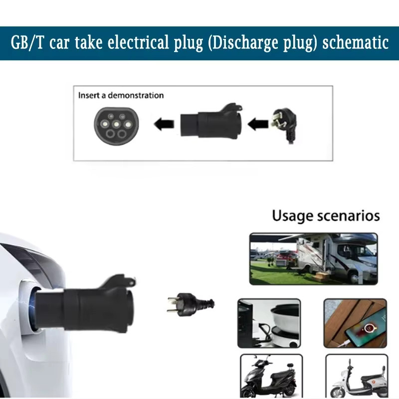 V2L Auto Entladung Adapter GB/T Stecker auf EU Schuko Ladekabel für BYD Atto 3, Schwarz - Bild 3