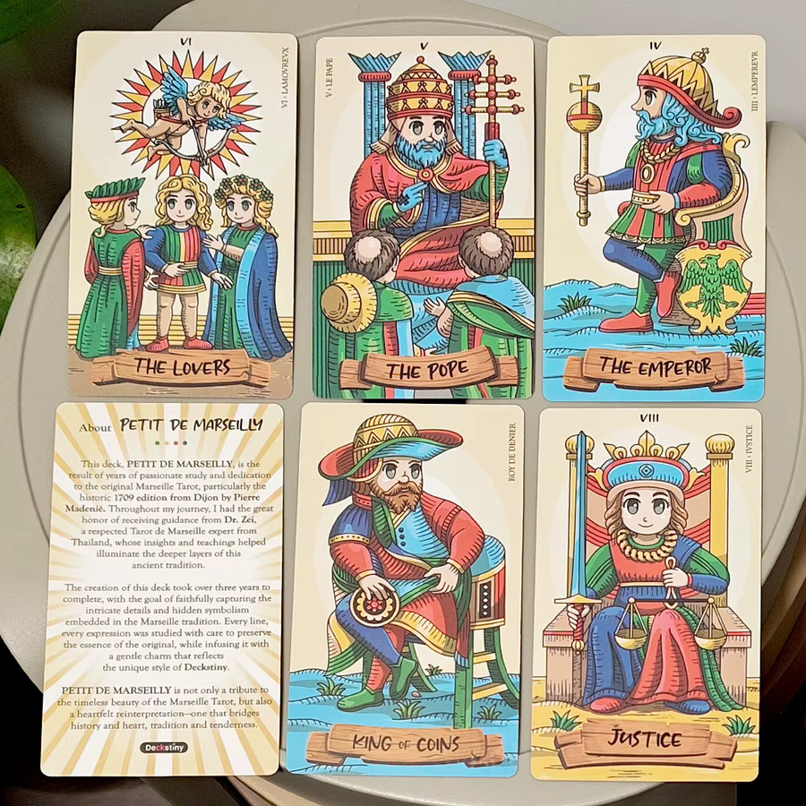 Petit De Marseilly Tarot-Deck, Chibi Marseille Tarotkarten, 78 Stück - Bild 2