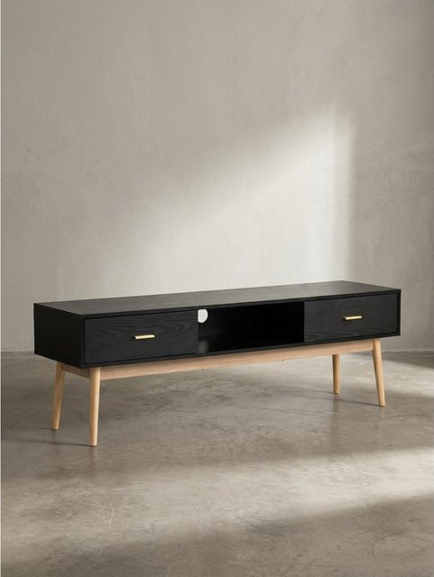 Modernes Lowboard KADIMA DESIGN in Schwarz und Eiche-Dekor mit Schubladen und Ablagefach, B/T/H: 150 x 50 x 40 cm - Bild 1