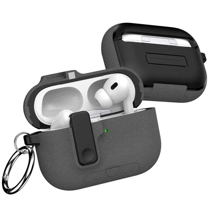 Stoßfeste Schutzhülle für Apple AirPods Pro 3 mit Telefonhalter-Design und Schlüsselanhänger in Lila - Bild 5
