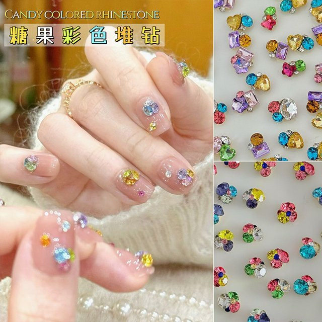 YYM Nagelkunst-Strass-Charms, 10 Stück, Bunte Glitzer-Kristalldiamanten - Bild 1