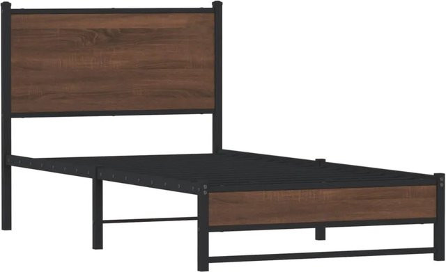 vidaXL Metallbett in Braun Eichen-Optik ohne Matratze, B/T/H: 80 x 196 x 91,5 cm - Bild 1