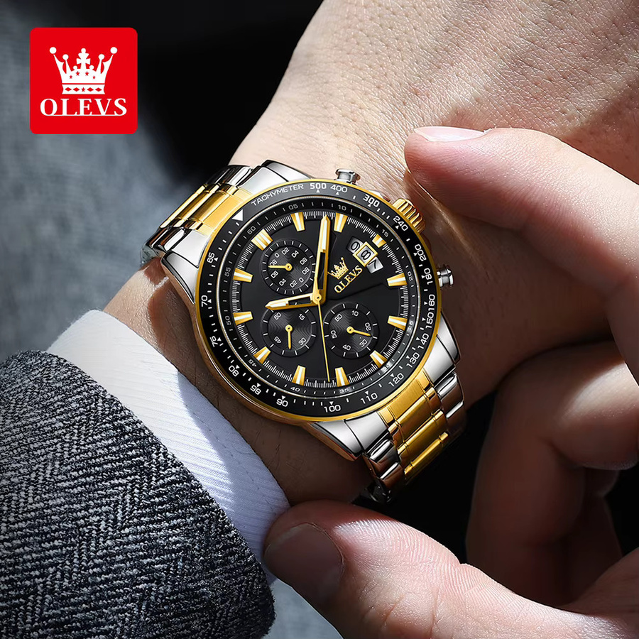 OLEVS Chronograph, Quarz, Edelstahl, Weiß, Herren - Bild 2