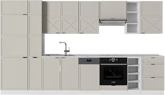 Vicco Fame-Line Küchenzeile in Grau, Beige und Weiß, Breite: 355 cm, ohne Arbeitsplatte und ohne Elektrogeräte - Bild 1