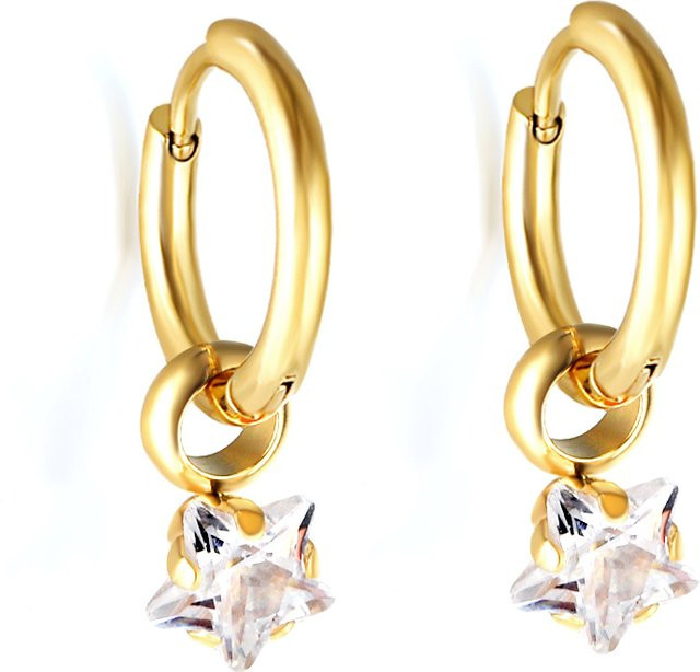 LUXUKISSKIDS Creolen Edelstahl, Zirkonia, Gold, Unisex - Bild 1