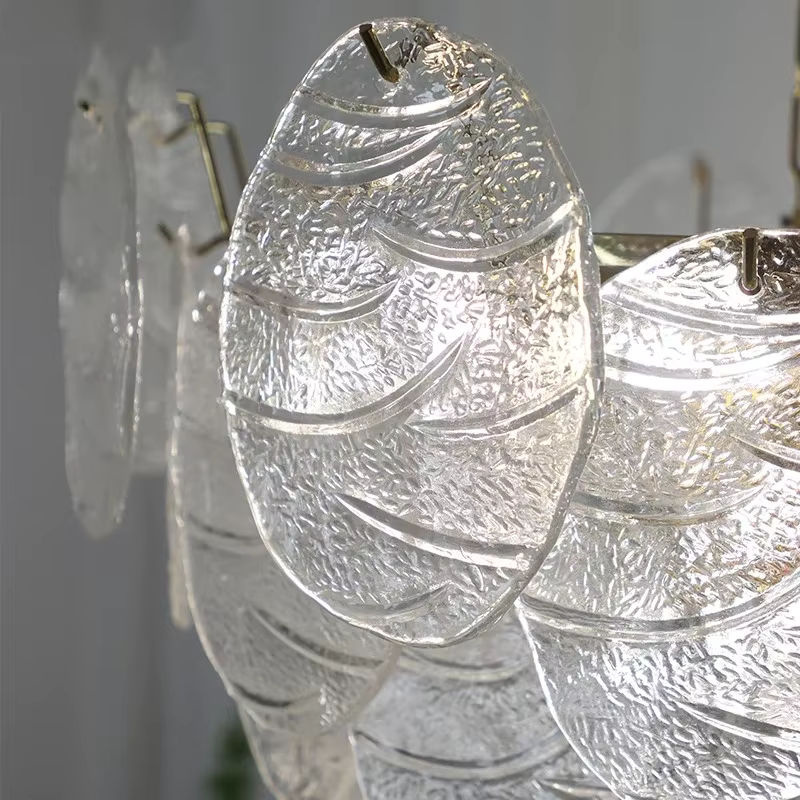 JIANKEXING Glas Kronleuchter im französischen Minimalismus Design, Pendelleuchte in Gold und Transparent für Wohnzimmer, Schlafzimmer oder Restaurant - Bild 5