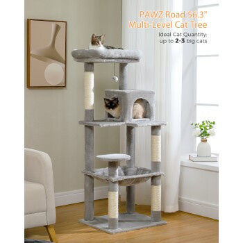 Pawz Road Kratzbaum XL für große Katzen mit Hängematte in Grau - Bild 2