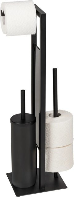 Wenko WC-Garnitur Rivalta mit Toilettenpapier- und Ersatzrollenhalter in Schwarz - Bild 1