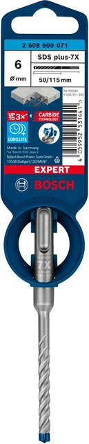 Bosch Expert SDS-plus-7X Hartmetall-Hammerbohrer in Silber, Durchmesser: 6 mm, Gesamtlänge: 115 mm - Bild 2