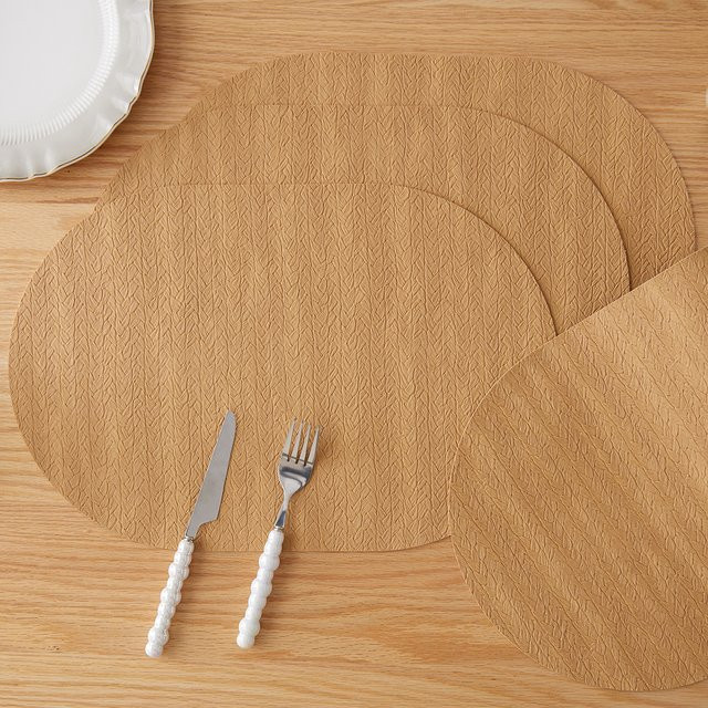 Tabletex Ovales Kunstleder-Tischset in Beige, Hitzebeständig und Wasserdicht, Breite: 44,5 cm - Bild 1