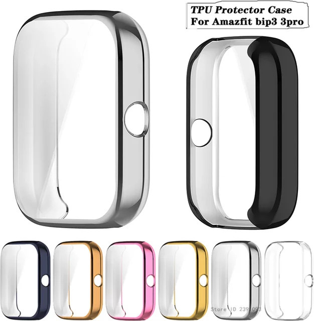 AKBNSTED Schutzhülle und Displayfolie für Amazfit Bip 3 Pro in Transparent, Silikon TPU Case mit Stoßstangen-Funktion - Bild 1