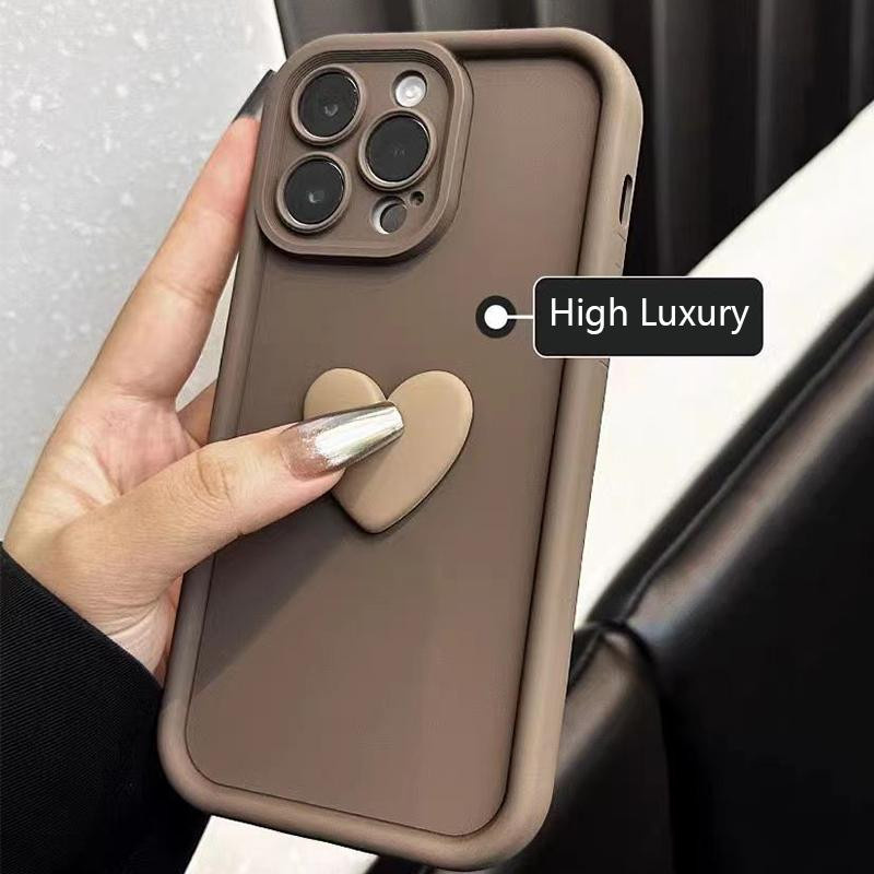 Bai Fen Bai-Digital 3C Silikon Handyhülle mit 3D Liebesherz für iPhone, stoßfest, Farbe: Braun - Bild 3
